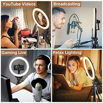 UBeesize 10" LED Ring Light with Stand and Phone Holder, Selfie Halo Light for Photography/Makeup/Vlogging/Live Streaming, Compatible with Phones and Cameras