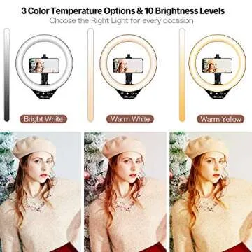 UBeesize 10" LED Ring Light with Stand and Phone Holder, Selfie Halo Light for Photography/Makeup/Vlogging/Live Streaming, Compatible with Phones and Cameras