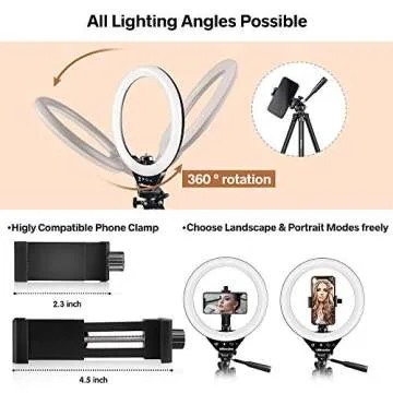 UBeesize 10" LED Ring Light with Stand and Phone Holder, Selfie Halo Light for Photography/Makeup/Vlogging/Live Streaming, Compatible with Phones and Cameras