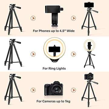 UBeesize 10" LED Ring Light with Stand and Phone Holder, Selfie Halo Light for Photography/Makeup/Vlogging/Live Streaming, Compatible with Phones and Cameras