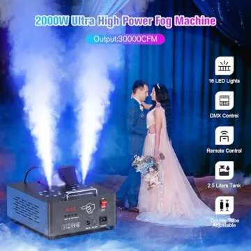 Powerful 2000W Dual Nozzle Fog Machine with RGB LED Lights