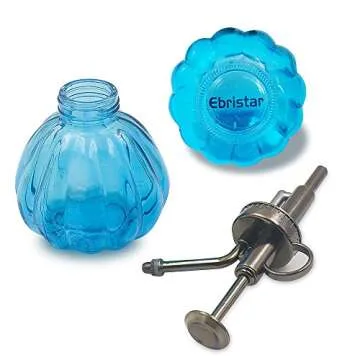 Ebristar Plant Mister, 6.5" Tall Vintage Style Decorative Glass Water Spray Bottle with Top Pump Small Watering Can (Blue)