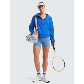 CRZ YOGA Fleece Lined Half Zipper Sweatshirts for Women