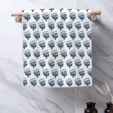 OFIRD Navy Blue Floral Dish Towels Set - 16x24 Inches