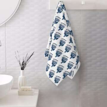 OFIRD Navy Blue Floral Dish Towels Set - 16x24 Inches