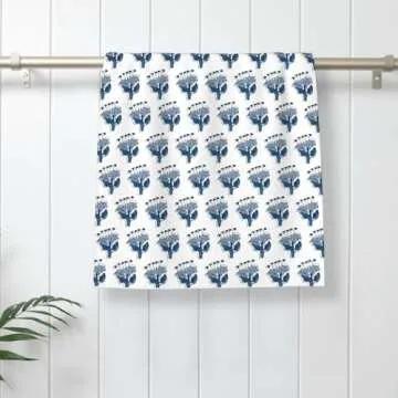 OFIRD Navy Blue Floral Dish Towels Set - 16x24 Inches