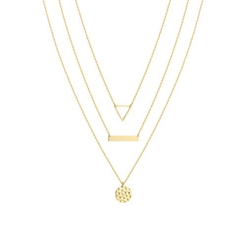 S.J JEWELRY Women Simple Delicate Full Moon 14K Gold Plated/Rose Gold/Silver Plated Layered Pendant ...