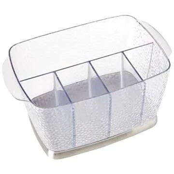 iDesign Rain Plastic Silverware Caddy Organizer Flatware Holder for Kitchen Countertop Storage, Dini...