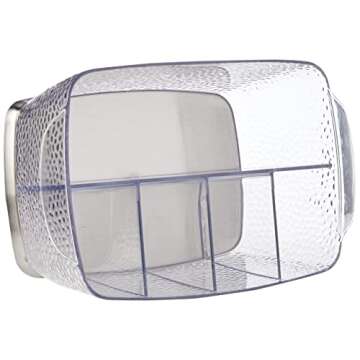 iDesign Rain Plastic Silverware Caddy Organizer Flatware Holder for Kitchen Countertop Storage, Dining Table, Outdoor Patio, Picnic Tables, Clear