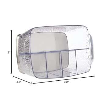 iDesign Rain Plastic Silverware Caddy Organizer Flatware Holder for Kitchen Countertop Storage, Dining Table, Outdoor Patio, Picnic Tables, Clear