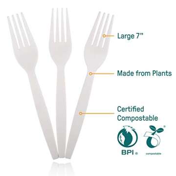 eqoware 100 Pack Compostable Forks | Durable, Heat Resistant & Eco-Friendly