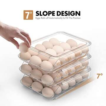 SEE SPRING Egg Holder for Refrigerator, 18 Egg Container For Refrigerator, Egg Fresh Storage Box for Fridge, Egg Storage Tray Organizer Bin, Clear Plastic Storage Container (1 Layer)