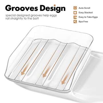 SEE SPRING Egg Holder for Refrigerator, 18 Egg Container For Refrigerator, Egg Fresh Storage Box for Fridge, Egg Storage Tray Organizer Bin, Clear Plastic Storage Container (1 Layer)