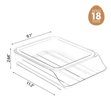 SEE SPRING Egg Holder for Refrigerator, 18 Egg Container For Refrigerator, Egg Fresh Storage Box for Fridge, Egg Storage Tray Organizer Bin, Clear Plastic Storage Container (1 Layer)