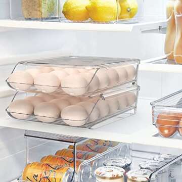 SEE SPRING Egg Holder for Refrigerator, 18 Egg Container For Refrigerator, Egg Fresh Storage Box for Fridge, Egg Storage Tray Organizer Bin, Clear Plastic Storage Container (1 Layer)