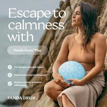 Panda Drum Plus (Blue) - Steel Tongue Handpan with Complete Kit for Soothing Melodies