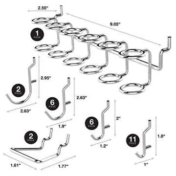 Hiltex 53106 Heavy Duty Pegboard Hook Set for Storage