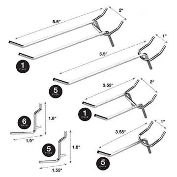 Hiltex 53106 Heavy Duty Pegboard Hook Set for Storage