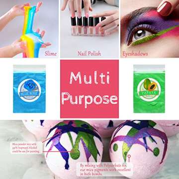 Mica Powder Pure 50 Color - Epoxy Resin Dye - Epoxy Resin Pigment, Cosmetic Grade Soap Colorant for Soap Making Supplies, Natural Slime Coloring Candle Dye for Paint,Nail Art,Bath Bomb (0.18oz Each)