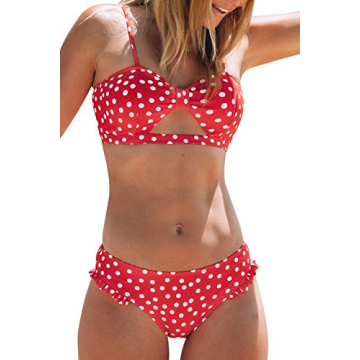 CUPSHE Elegant Red Polka Dot Bikini Set for Women