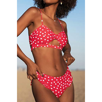 CUPSHE Elegant Red Polka Dot Bikini Set for Women