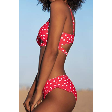 CUPSHE Elegant Red Polka Dot Bikini Set for Women
