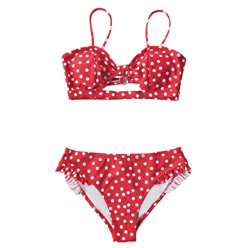 CUPSHE Elegant Red Polka Dot Bikini Set for Women