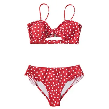 CUPSHE Elegant Red Polka Dot Bikini Set for Women