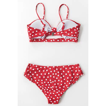 CUPSHE Elegant Red Polka Dot Bikini Set for Women