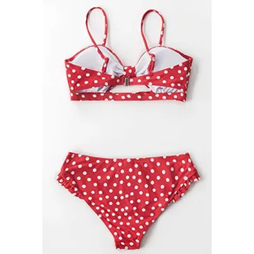 CUPSHE Elegant Red Polka Dot Bikini Set for Women
