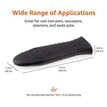 Amazon Basics Silicone Hot Skillet Rectangular Handle Cover Holder, Black
