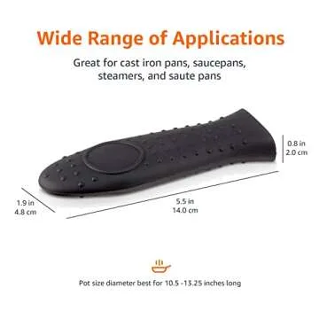 Amazon Basics Silicone Hot Skillet Rectangular Handle Cover Holder, Black