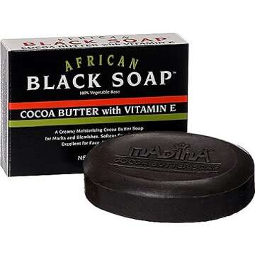MADINA African Black Soap Cocoa Butter with Vitamin E - Nourishing & Natural