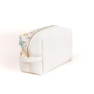 Custom Vegan Leather Makeup Bag – Personalized Bridesmaid Gift with Name or Date Travel Cosmetic Organizer with 2 Inner Pockets (Model #3)