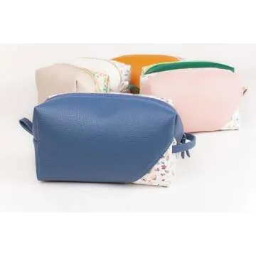 Custom Vegan Leather Makeup Bag – Personalized Bridesmaid Gift with Name or Date Travel Cosmetic Organizer with 2 Inner Pockets (Model #3)