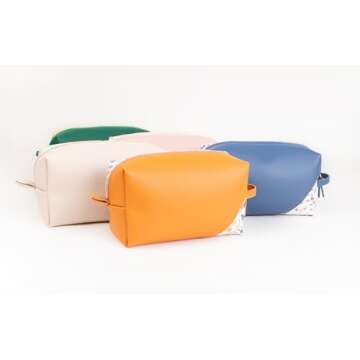 Custom Vegan Leather Makeup Bag – Personalized Bridesmaid Gift with Name or Date Travel Cosmetic Organizer with 2 Inner Pockets (Model #3)