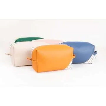 Custom Vegan Leather Makeup Bag – Personalized Bridesmaid Gift with Name or Date Travel Cosmetic Organizer with 2 Inner Pockets (Model #3)