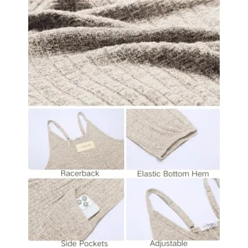 Ekouaer Women V Neck Ribbed Jumpsuit with Pockets