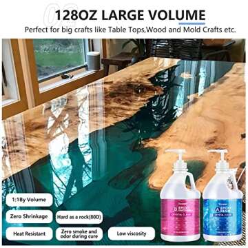 Teexpert 1 Gallon Crystal Clear Epoxy Resin Kit for DIY