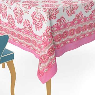 GURU JEE™ Handmade Table Cloth Printed Cotton Tablecover 60 Inch X 90 Inch 6 Seater Dining Table