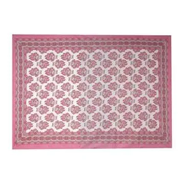 GURU JEE™ Handmade Table Cloth Printed Cotton Tablecover 60 Inch X 90 Inch 6 Seater Dining Table