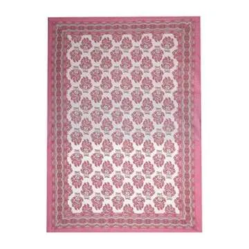 GURU JEE™ Handmade Table Cloth Printed Cotton Tablecover 60 Inch X 90 Inch 6 Seater Dining Table
