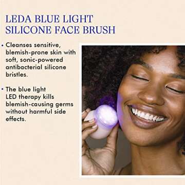 Vanity Planet LEDA Blue LED Silicone Face Brush - Deep Cleansing Light Therapy for Your Skin and Pre...