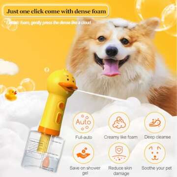 iPriro Automatic Dog Bath Sprayer, Wash Foam Machine, Bath Bubble Maker for Dogs and Cats, Bath Attachment for Cleaning, Rechargable and USB Cable, 12 oz