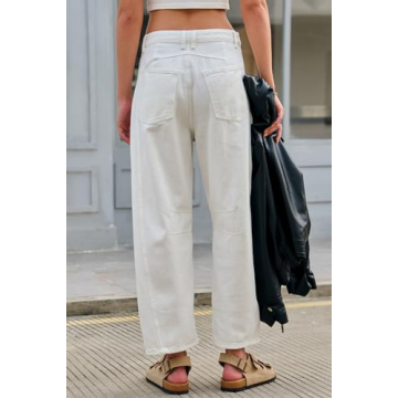 GREAIDEA Mid Rise Barrel Jeans - Stylish Wide Leg Denim