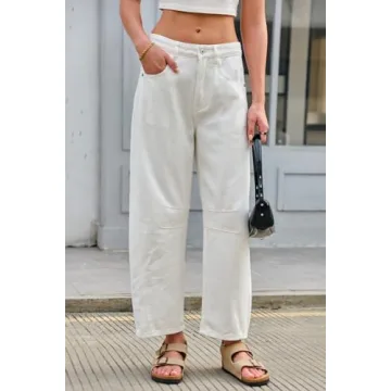 GREAIDEA Mid Rise Barrel Jeans - Stylish Wide Leg Denim