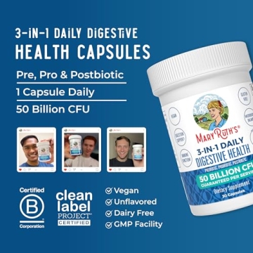 MaryRuth 3-in-1 Probiotics for Digestive Health 50B CFU