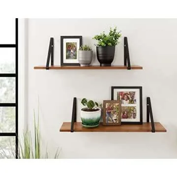 Kate and Laurel Soloman Wooden Shelves - Rustic Brown and Black, 2 Piece Set