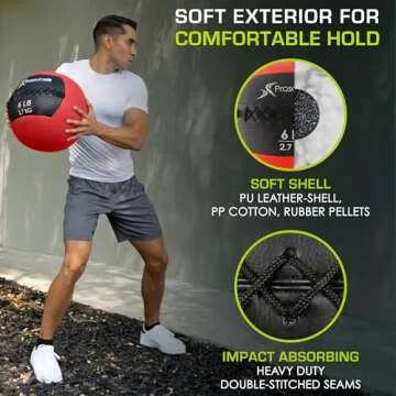 ProsourceFit Soft Medicine Balls, Wall Balls and Full Body Dynamic Exercises, Color-Coded Weights: 6, 10, 14, 20 lb.