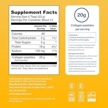 Vital Proteins Collagen Peptides Powder - Vanilla Flavor 11.5 oz